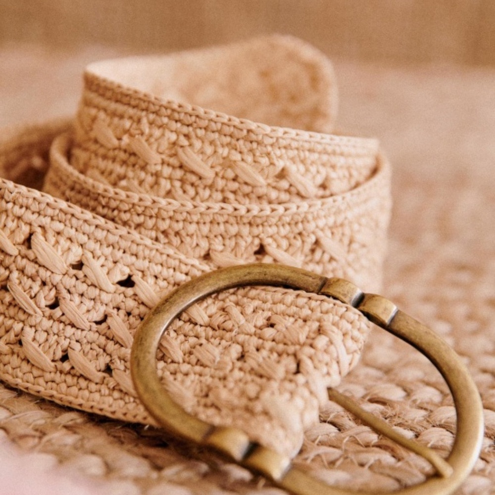 Sezane Fétiche Belt Raphia Naturel - Size 80 Small